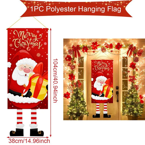 Christmas Hanging Flag Decoration Merry Cristmas Decor for Home 2024