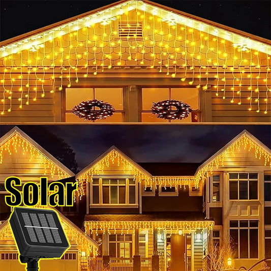 Solar Icicle String Lights 3.5M LED Waterproof Eaves Decor Light