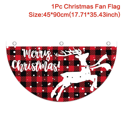 Christmas Fan-shaped Flag Banner Christmas Decoration for Home 2024