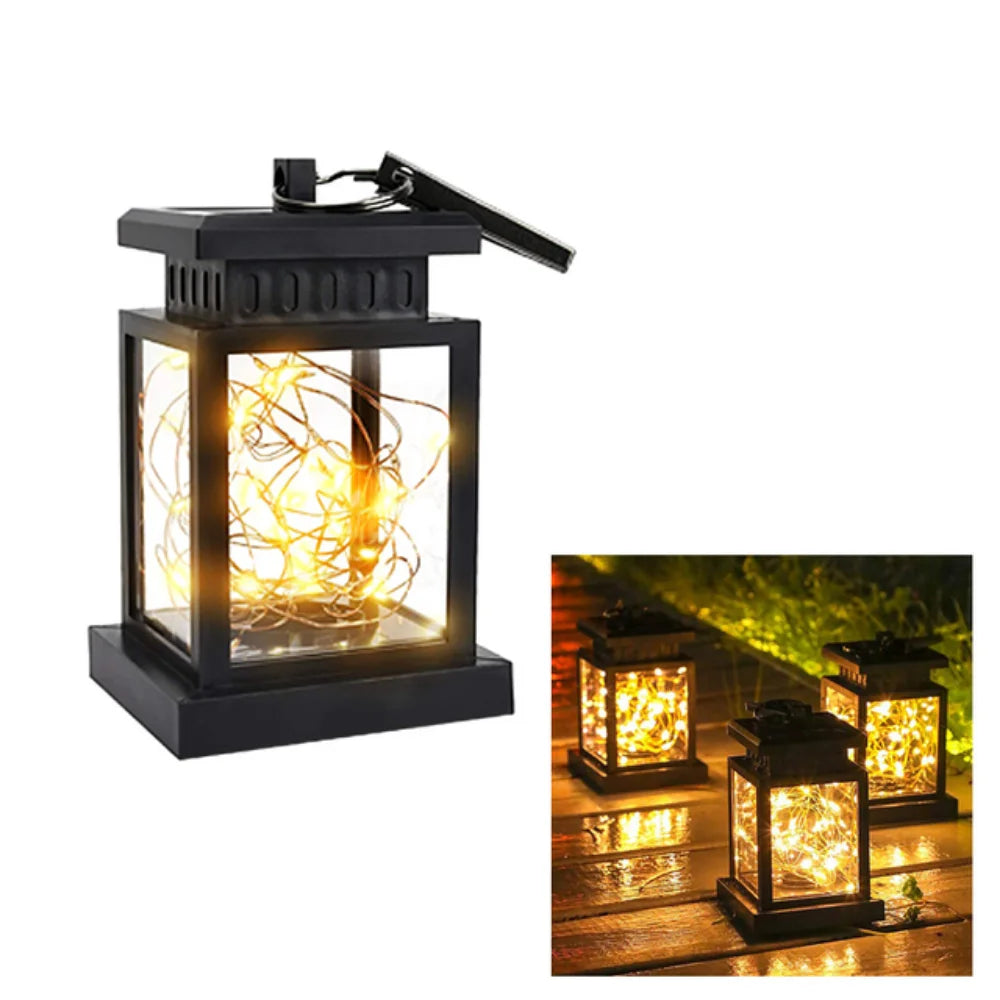 LED Retro Flickering Hanging Lantern Candle Bright Pathway Decoration