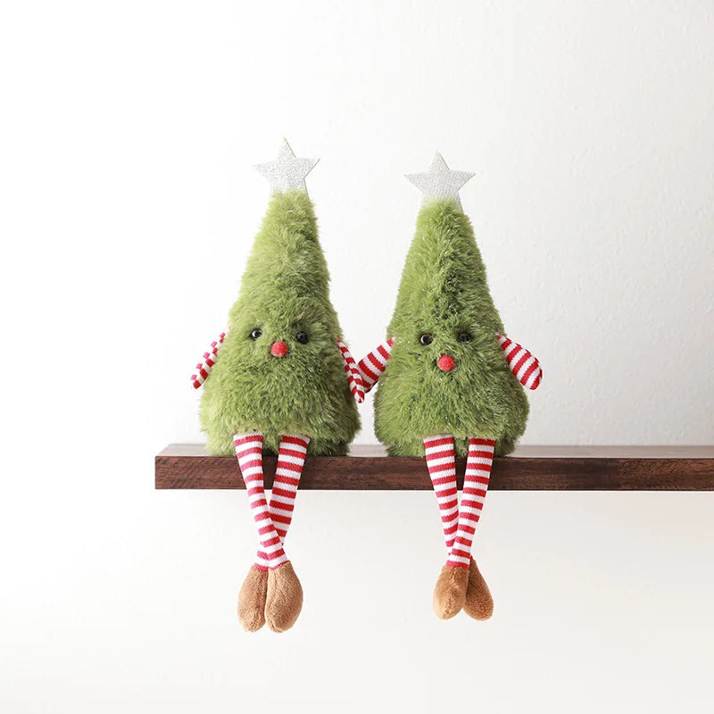 Christmas Decor Cute Plush Christmas Tree Wreath Hanging Leg Doll