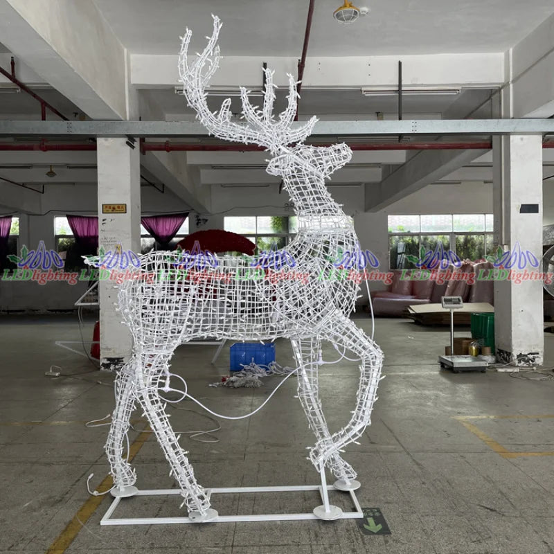 Custom. White Outdoor Commercial Motif Lights 3D LED Reindeer