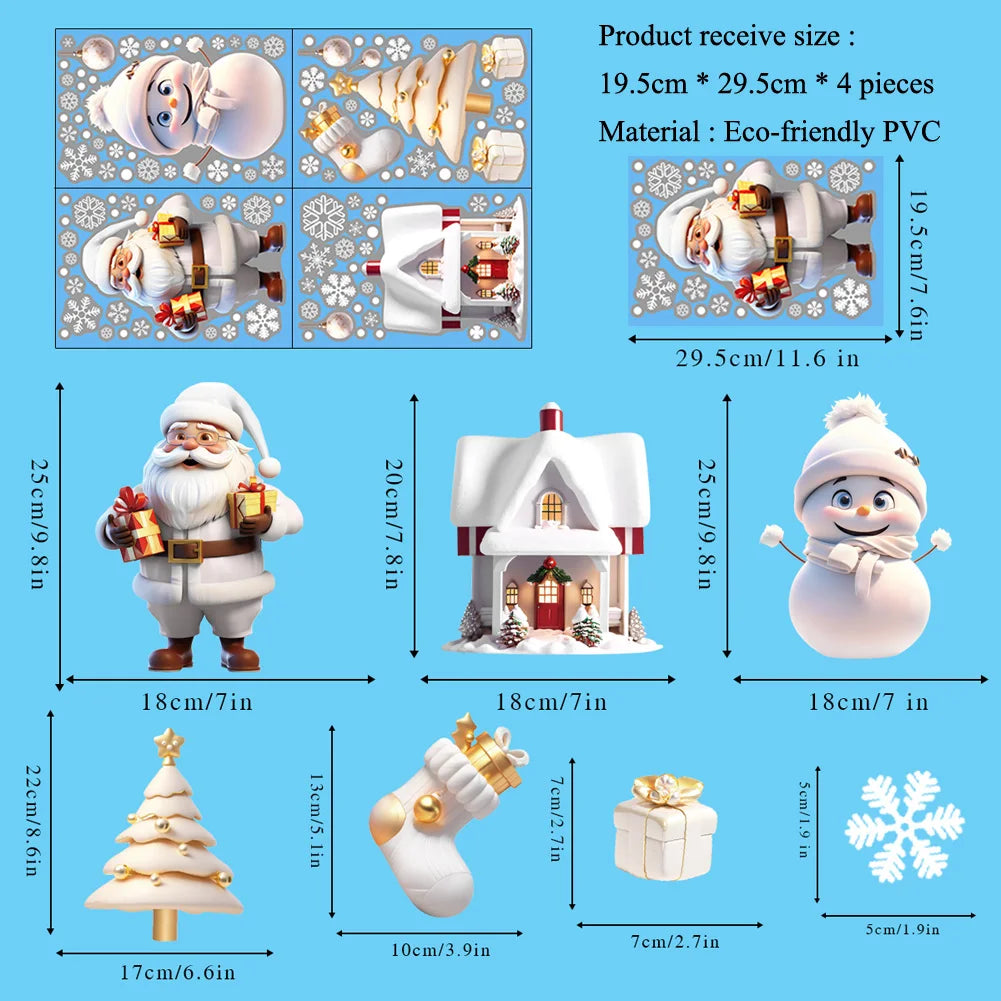 Christmas Snowman Snowflake Santa Claus Wall Sticker New Year Glass