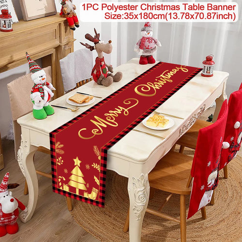 Christmas Polyester Table Runner Merry Christmas Decoration For Home