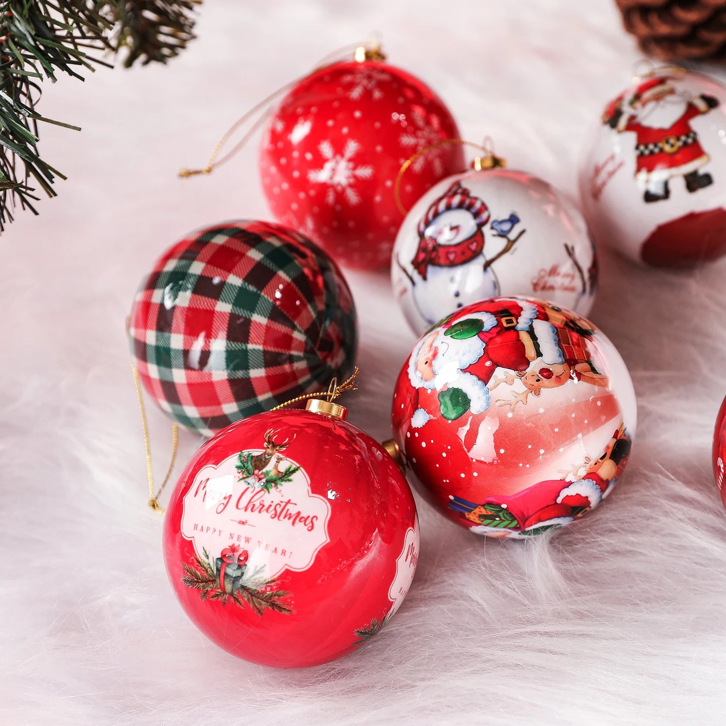 3pcs 8cm Christmas Balls Original Gifts Christmas Decoration 2024