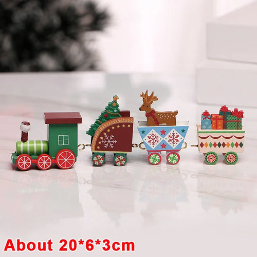 Wooden Train Christmas Ornaments Santa Cake Decoration Merry Christmas