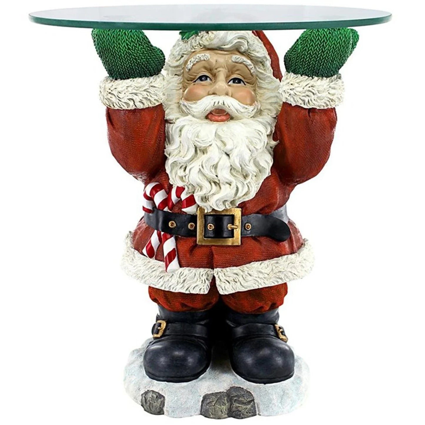 Santa Claus Sculptural Glass Topped Holiday Table Resin Ornament