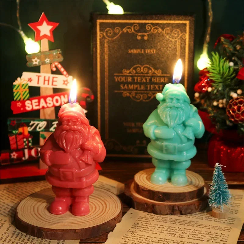 Back Gift Santa Silicone Candle Mold 3d Santa Statue Crafts Plaster