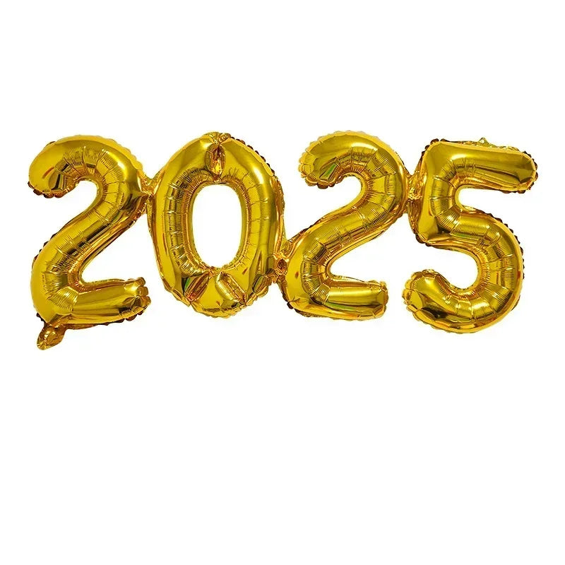 2025 Crown Number Foil Balloons Happy New Year Eve Party Decoration