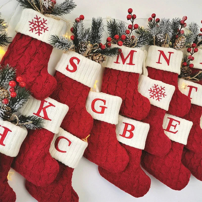 Letters Christmas Stocking New Knitting Christmas Tree Pendant