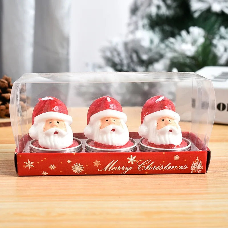 3Pcs/Set Christmas Candles Santa Snowman Xmas Tree Paraffin Gift Box