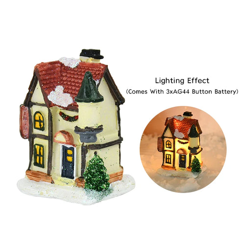 Christmas LED Light Wooden House Luminous Cabin Merry Christmas