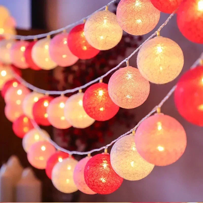 3M 20 LED Cotton Garland Balls Lights String Christmas Easter Outdoor