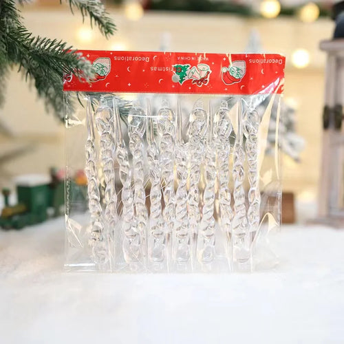 12/24/36pcs Crystal Clear Christmas Tree Ornaments Icicle Decorations