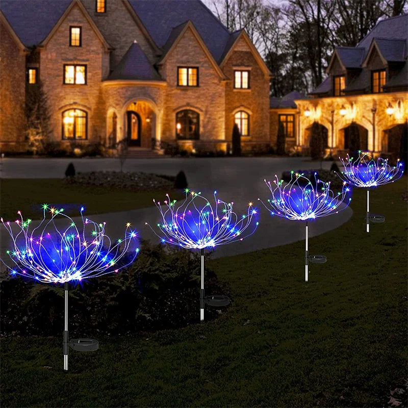 Outdoor LED Firework Lights Waterproof Solar Garland Light Garden Xmas