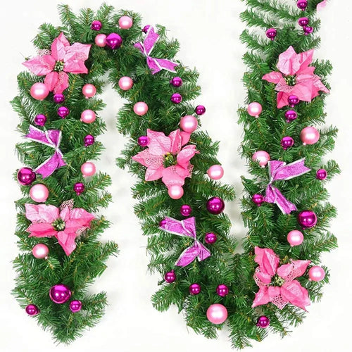 Christmas Decoration 2.7m Rattan Garland Wreath With Led Light Door