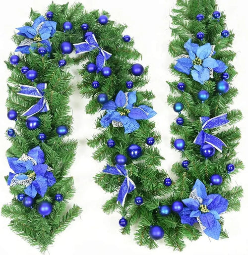 Christmas Decoration 2.7m Rattan Garland Wreath With Led Light Door