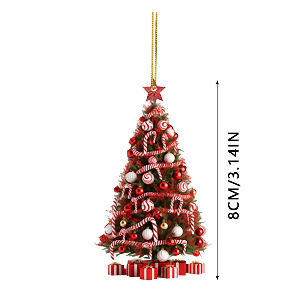 New Year 2025 Light Reflection Christmas Tree Pendant Gifts Decor