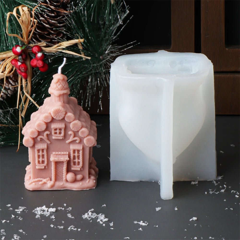 3D Christmas House Candle Silicone Mold DIY Creative Cabin Log Cabin