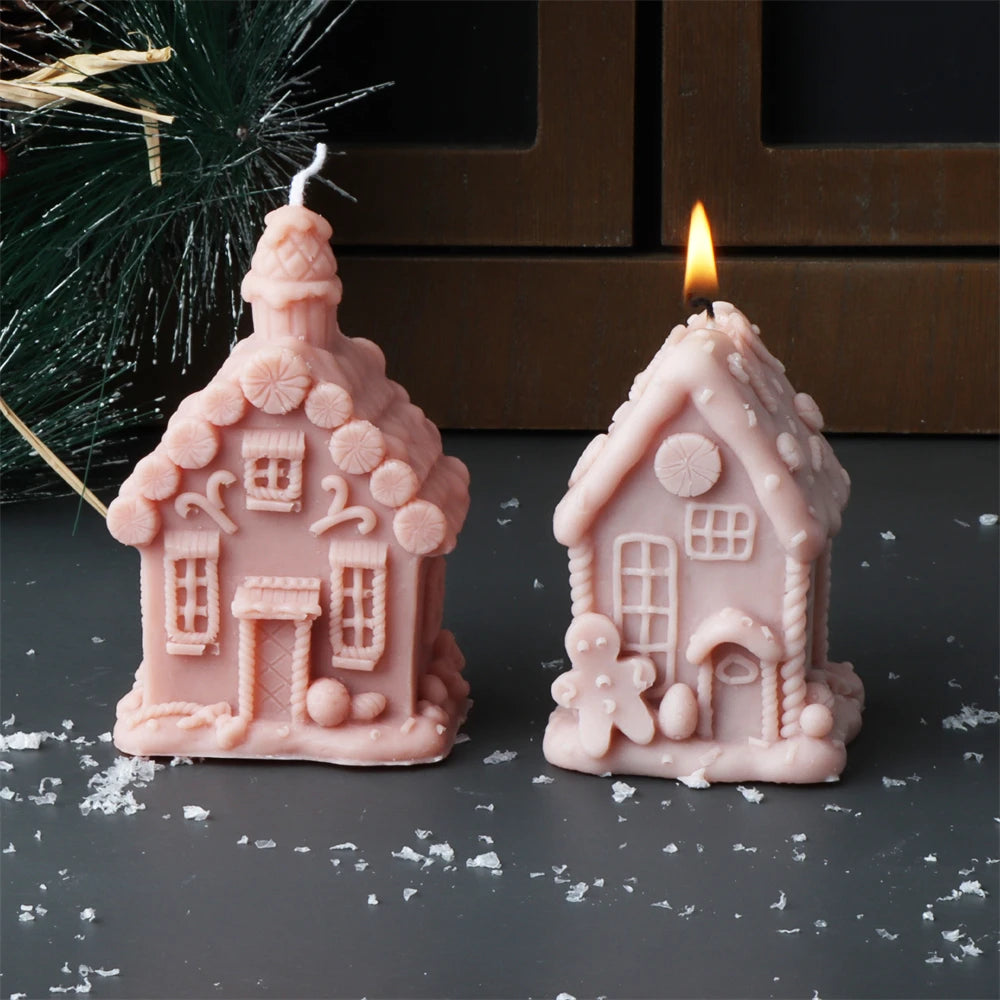 3D Christmas House Candle Silicone Mold DIY Creative Cabin Log Cabin