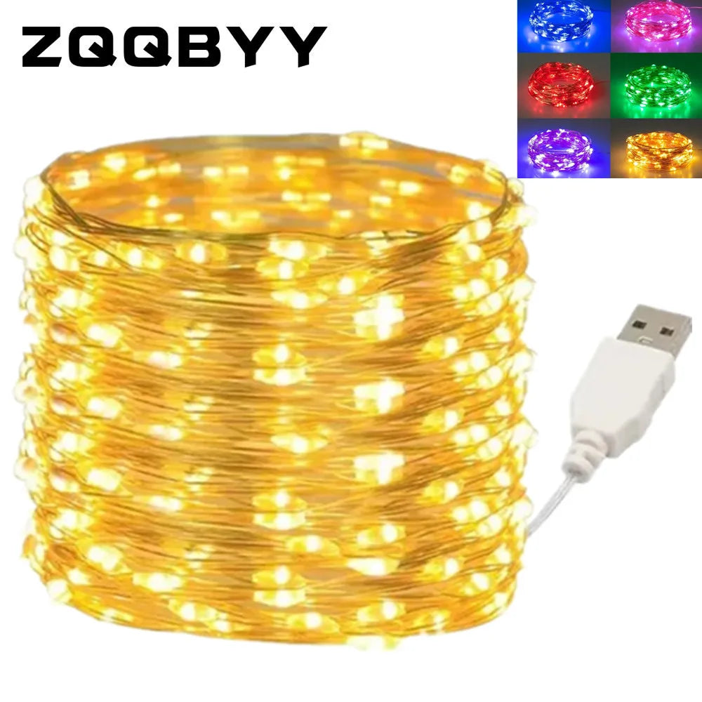 10M 20M Waterproof USB LED Lights String Copper Wire Fairy Garland