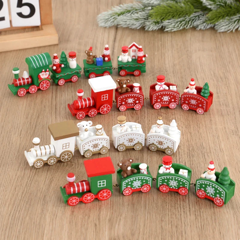 Christmas Wooden Train Merry Christmas Decorations for Home 2023 Xmas