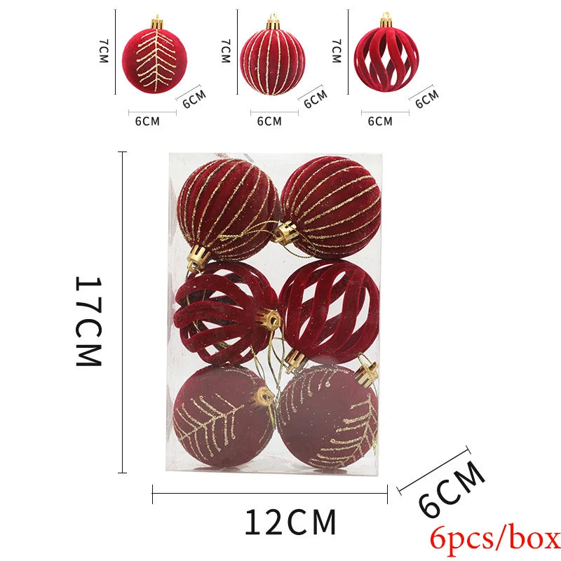 6pcs/box Christmas Balls Christmas Tree Hanging Ornaments High Quality