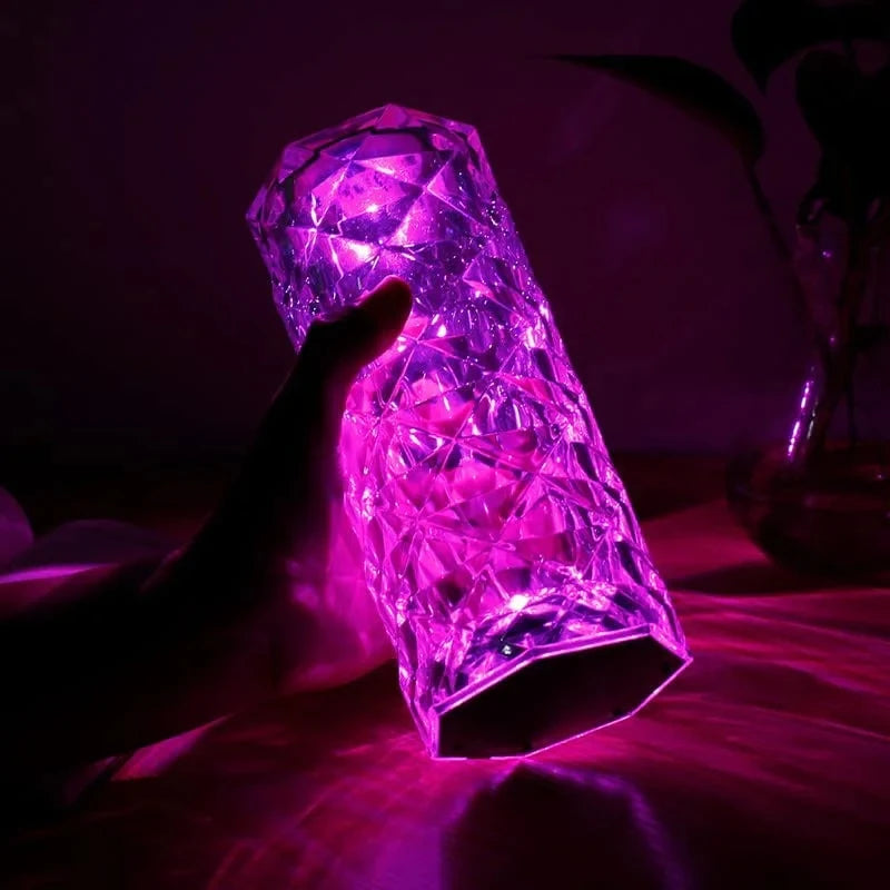 Rechargeable 16 Colors RGB Rose LED Night Light Color Changing Crystal