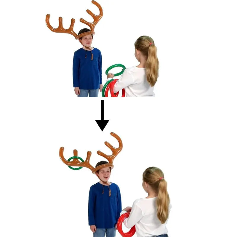 Inflatable Reindeer Antler Hat Ring Toss Game Kids Gift Christmas