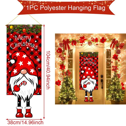 Christmas Hanging Flag Decoration Merry Cristmas Decor for Home 2024