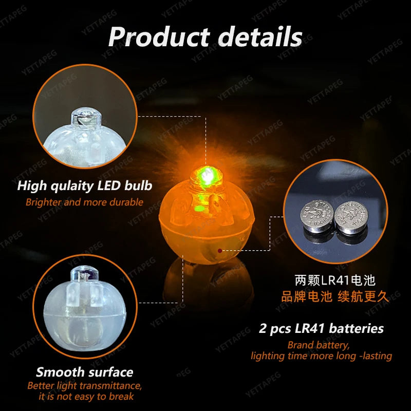 10/20/100Pcs Tumbler Small Round Ball Glow Light Balloon LED Flash