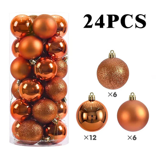 24/pcs 8CM Christmas Ball Ornaments Set Painted Plastics Christmas