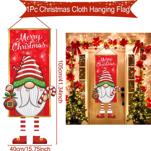 Christmas Hanging Flag Porch Door Banner Christmas Decorations For