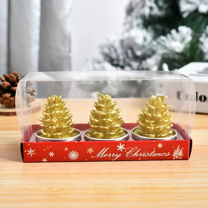 3Pcs/Set Christmas Candles Santa Snowman Xmas Tree Paraffin Gift Box