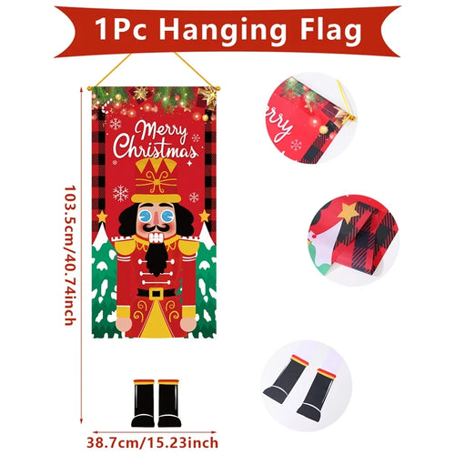 Christmas Hanging Flag Decoration Merry Cristmas Decor for Home 2024