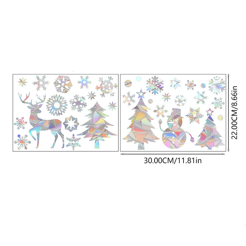 Suncatcher Christmas Snowflake Window Sticker Xmas Tree Snowman Laser