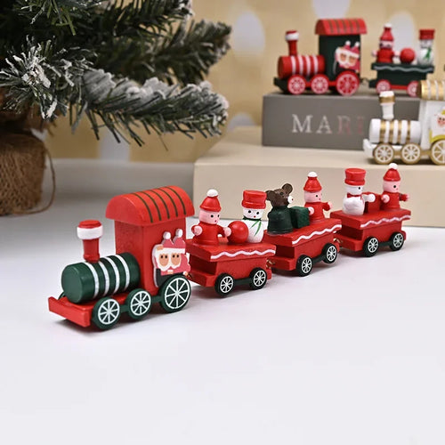 Wooden Christmas Small Train Xmas Ornaments Merry Christmas Decor For