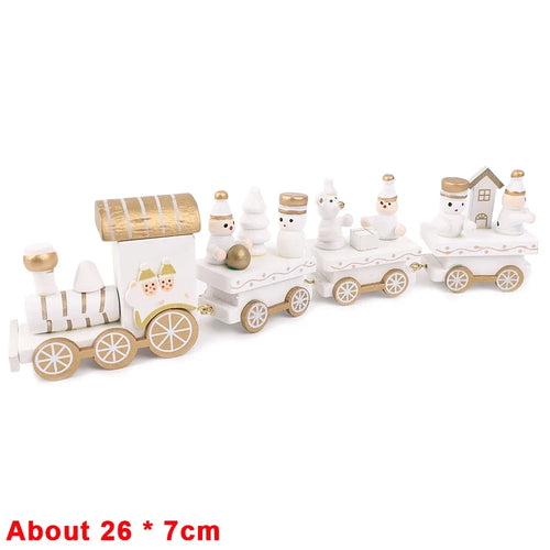 Wooden Train Christmas Ornaments Santa Cake Decoration Merry Christmas