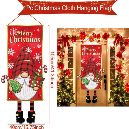 Christmas Hanging Flag Porch Door Banner Christmas Decorations For