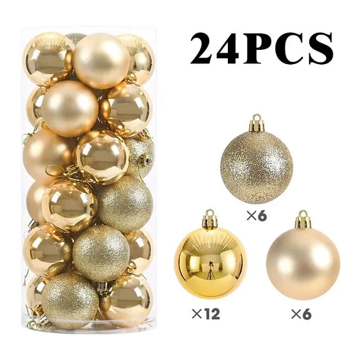 24/pcs 8CM Christmas Ball Ornaments Set Painted Plastics Christmas