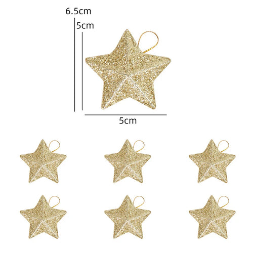 Gold Glitter Star Ornaments Christmas Tree Hanging Pendant 2024