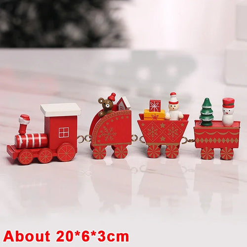 Wooden Train Christmas Ornaments Santa Cake Decoration Merry Christmas