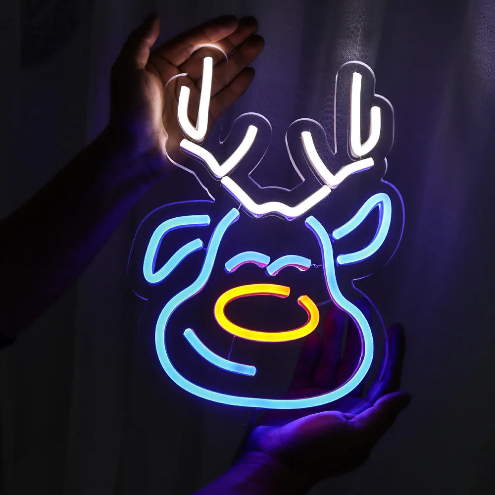 reindeer neon sign with acrylic backboard, led neon sign,beautiful led