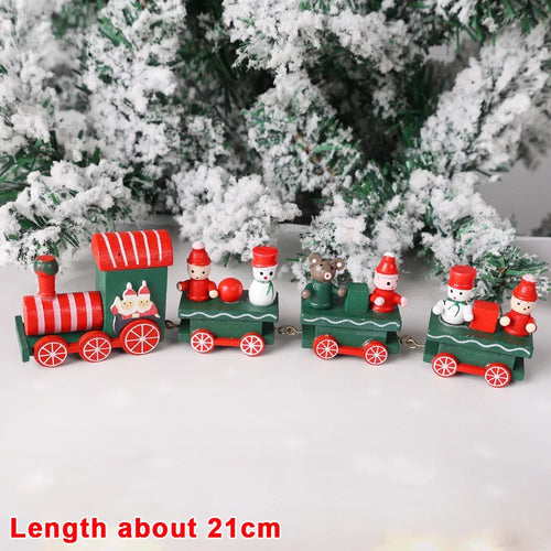 Wooden Train Christmas Ornaments Santa Cake Decoration Merry Christmas