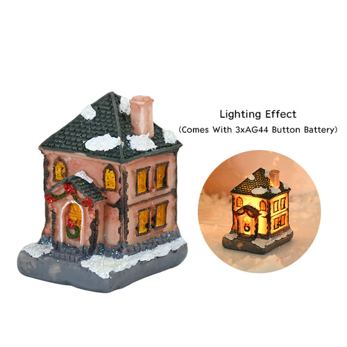 Christmas LED Light Wooden House Luminous Cabin Merry Christmas