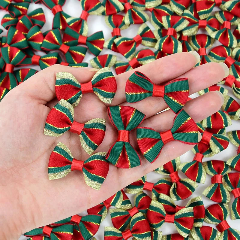 30pc Christmas Satin Ribbon Bows Handmade DIY Gift Wrapping Decor Bow