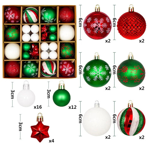 Christmas Ball Ornament Set Big Xmas Tree Hanging Pendant Snowflake