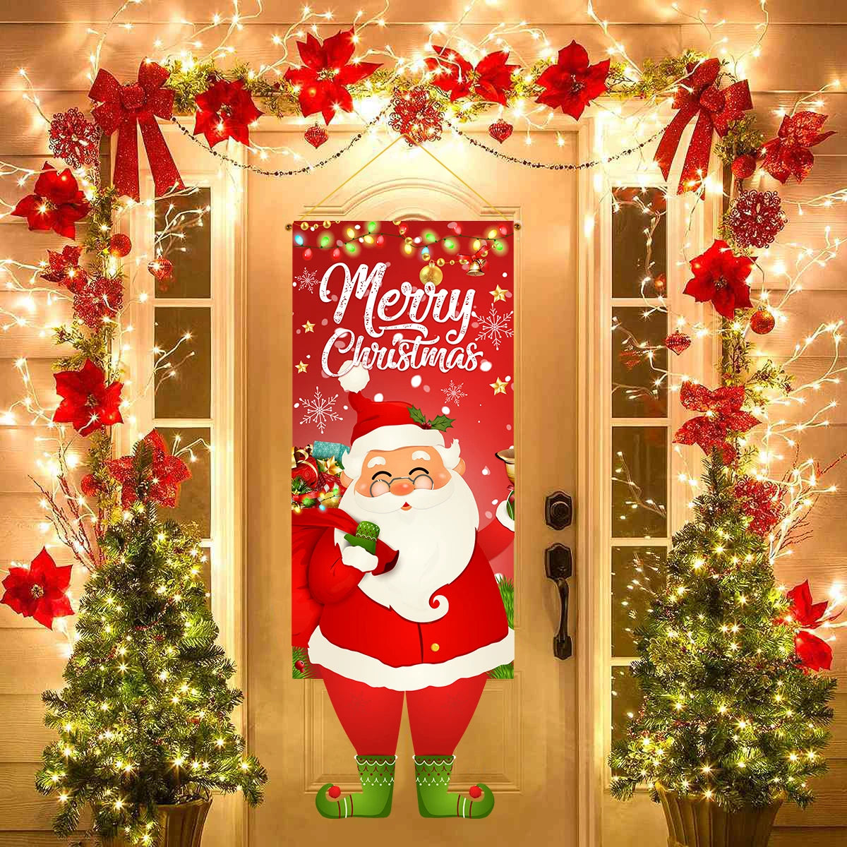 Christmas Hanging Flag Decoration Merry Cristmas Decor for Home 2024