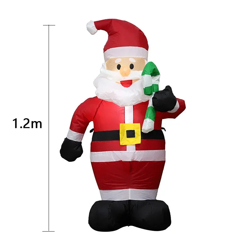 1.2M Christmas Decoration Crutch Santa Claus Inflatable Toy with LED