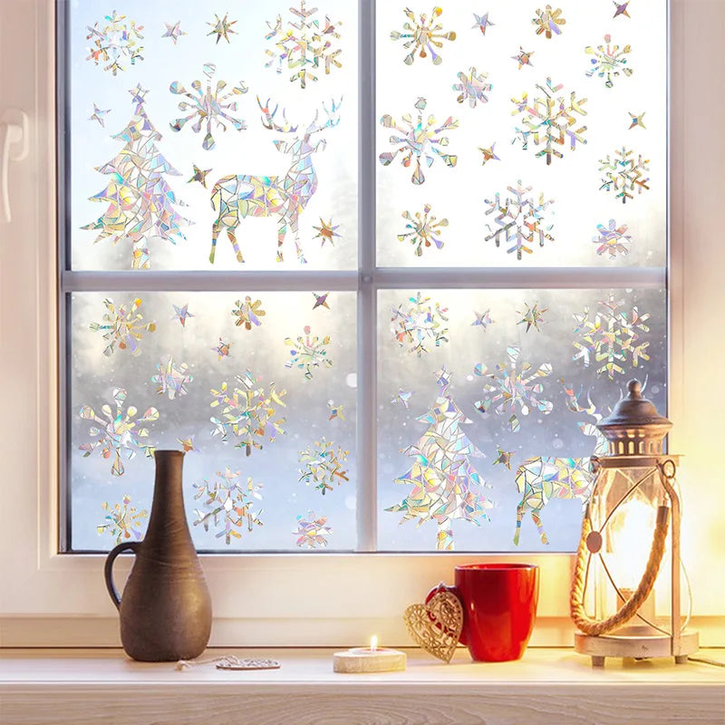 Chrismas window decoration laser static sticker cartoon christmas tree